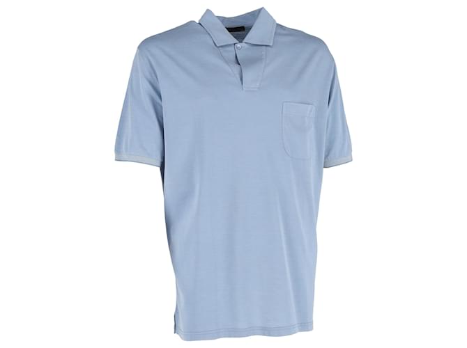 Polo a maniche corte Loro Piana con tasca in cotone blu Blu chiaro