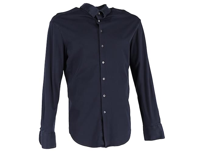 Camicia a maniche lunghe Giorgio Armani in cotone blu navy