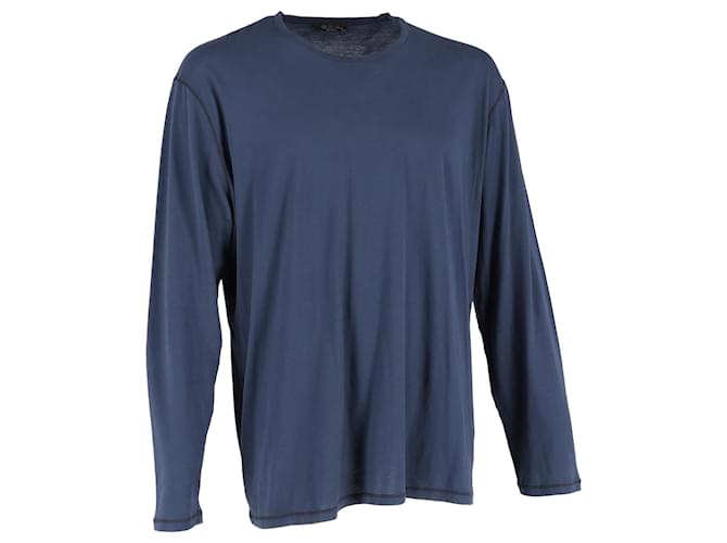 T-shirt a maniche lunghe con collo rotondo Loro Piana in cotone blu navy