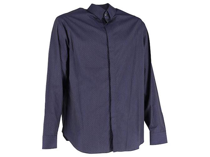 Camicia stampata Giorgio Armani in cotone blu navy