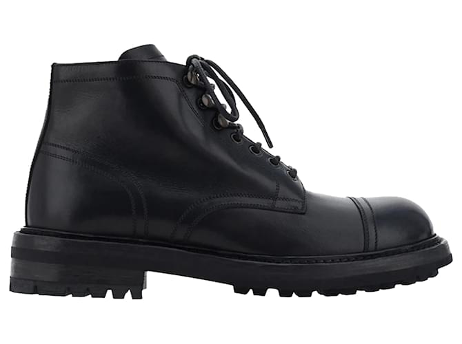 Stivali in pelle con lacci Dolce & Gabbana Nero