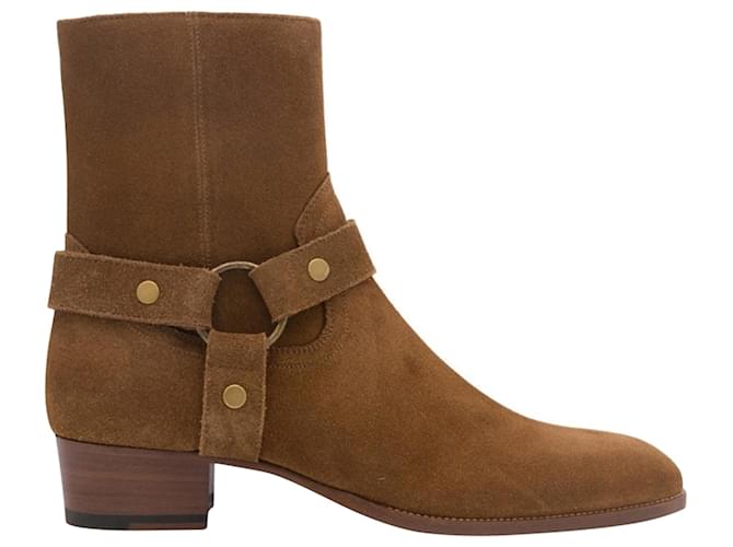 Stivaletti alla caviglia Wyatt Harness di Saint Laurent Marrone