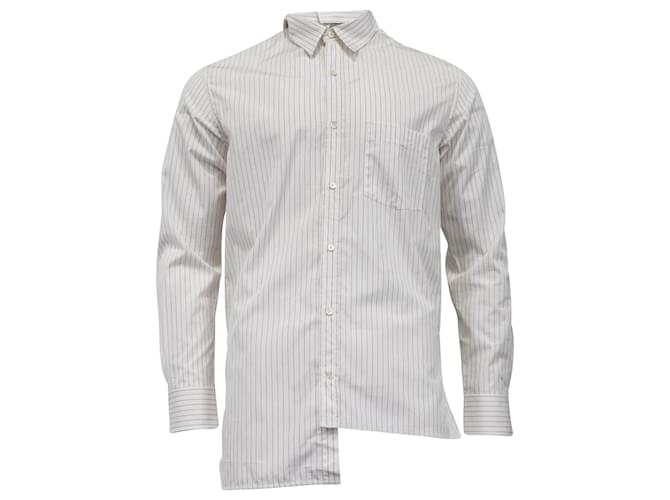 Camicia a maniche lunghe asimmetrica a righe Lanvin in cotone bianco