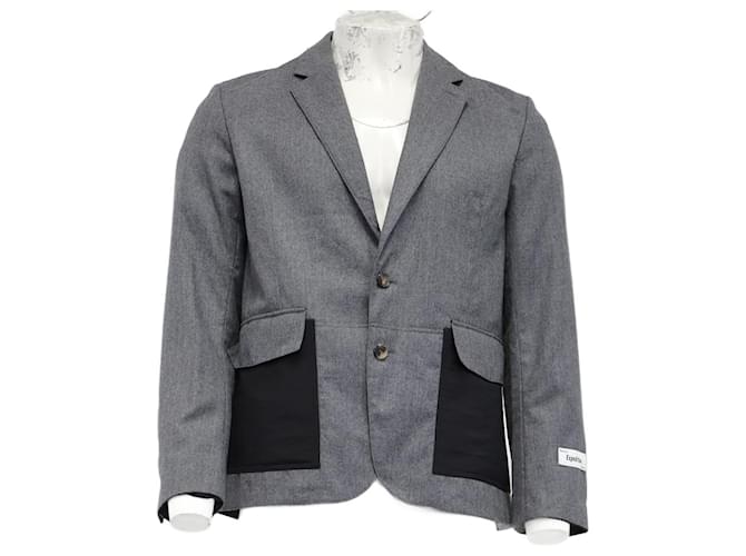 Blazer in lana grigia con tasca a contrasto Kenzo Expedition Multicolore