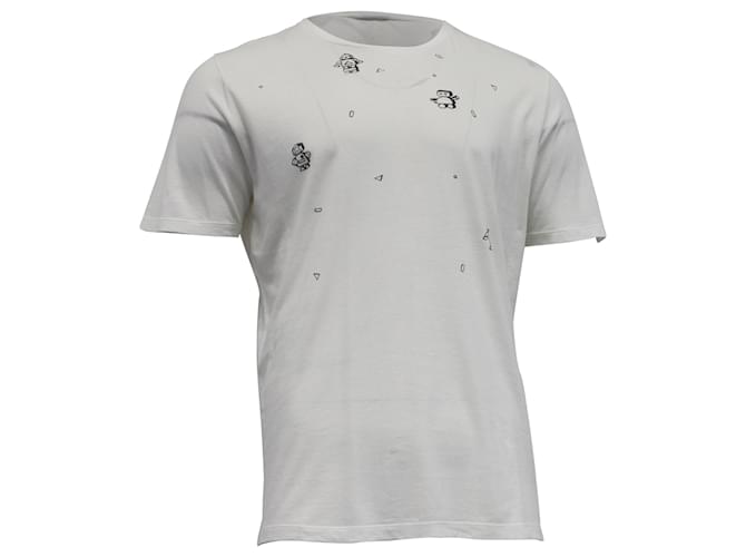 T-shirt stampata Robots Saint Laurent in cotone bianco Crudo