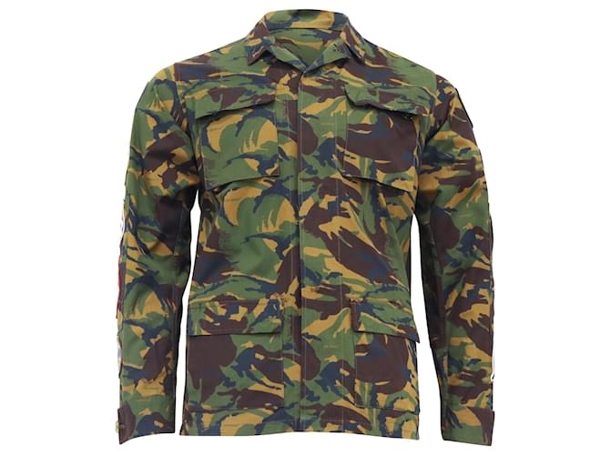 Off White Giacca da campo camouflage Off-White in cotone verde