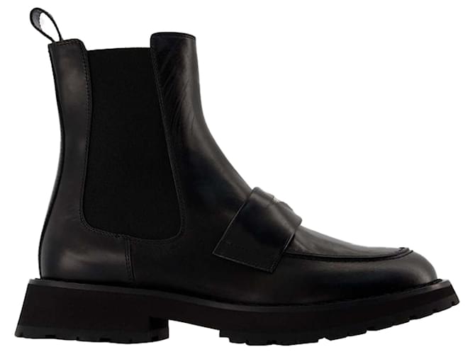 Stivaletti Worker Punk - Alexander Mcqueen - Nero/Bianco - Pelle