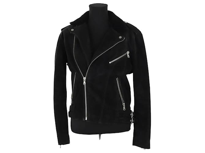 The Kooples Giacca in suede nera Nero