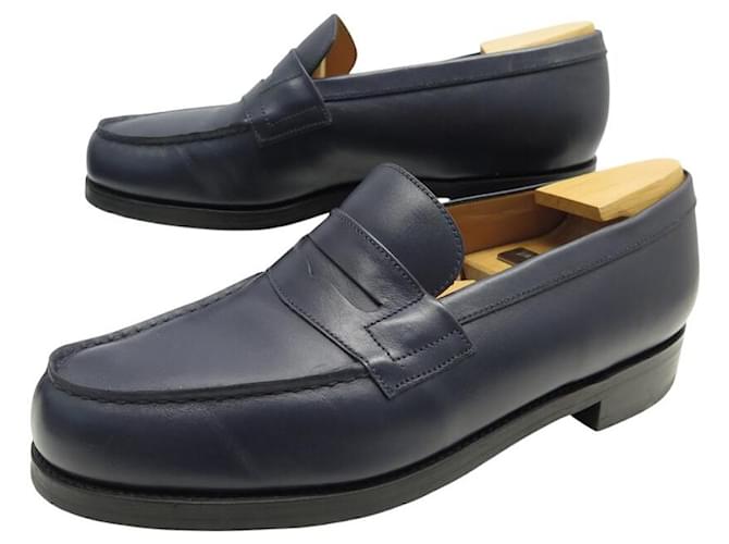 SCARPE JM WESTON MOCASSINI 180 GOMMA CUOIO BLU 7D 41 ALBERI Blu navy