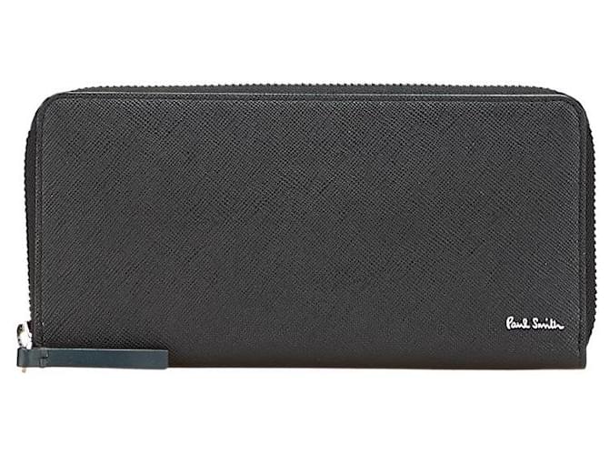 Portafoglio lungo in pelle a righe vivaci Paul Smith Nero
