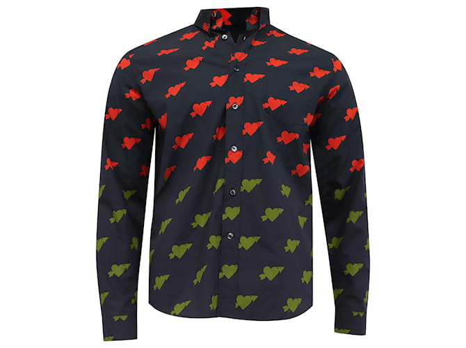 Camicia a maniche lunghe stampata Ami Heart in cotone nero