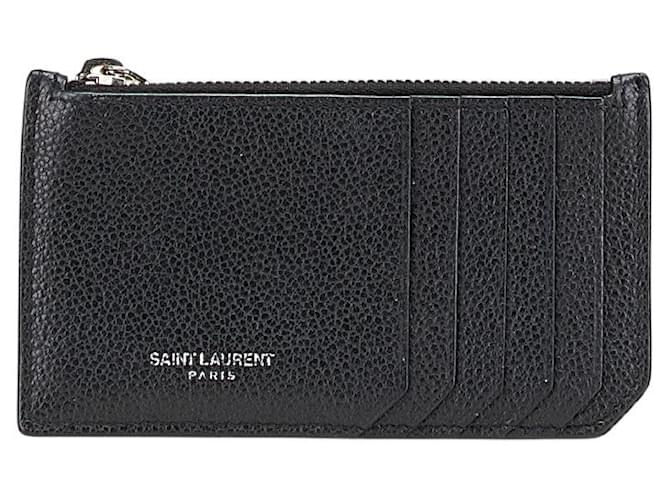 Yves Saint Laurent Portamonete e porta carte in pelle Saint Laurent 458583 Nero
