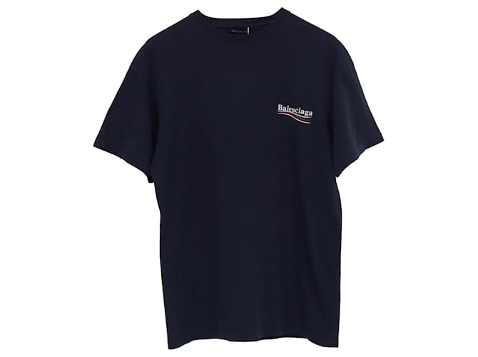T-shirt di campagna politica Balenciaga in cotone blu navy