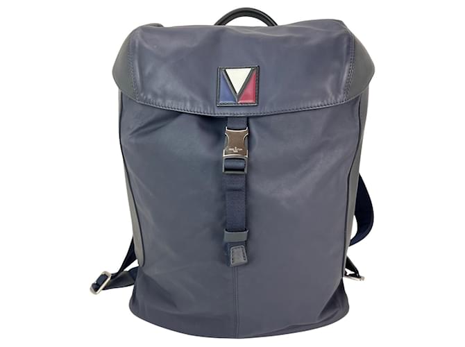 Zaino V Line Pulse in nylon e pelle di vitello Louis Vuitton blu navy