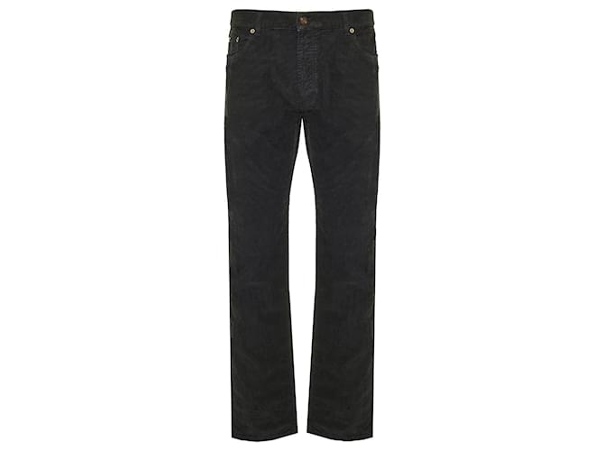 Jeans dritti in velluto a coste Saint Laurent Nero