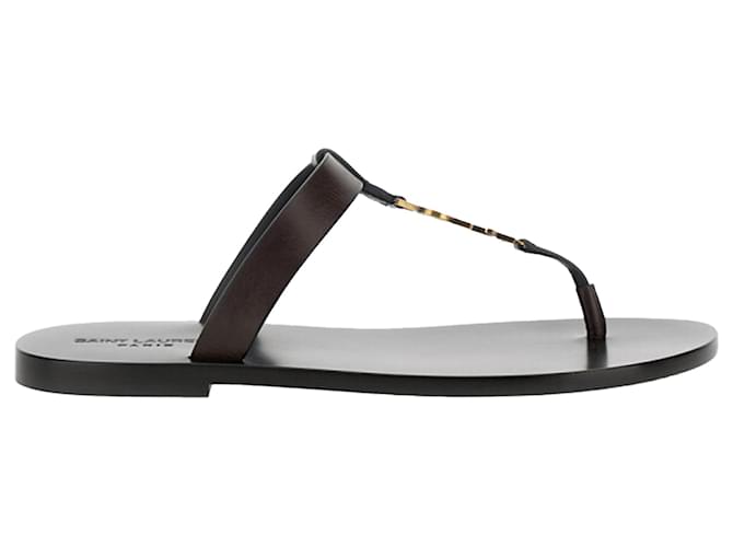 Sandali piatti Saint Laurent Cassandre 05 Marrone