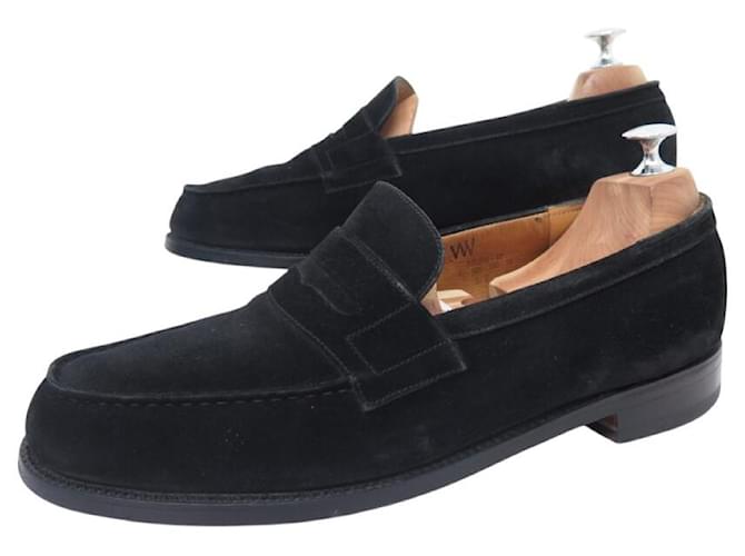 SCARPE JM WESTON MOCASSINI 180 8.5E 42.5 GRANDE CAMOSCIO NERO