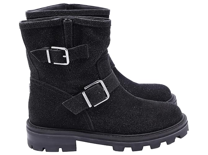 Stivaletti Youth II con effetto glitter neri di Jimmy Choo Nero