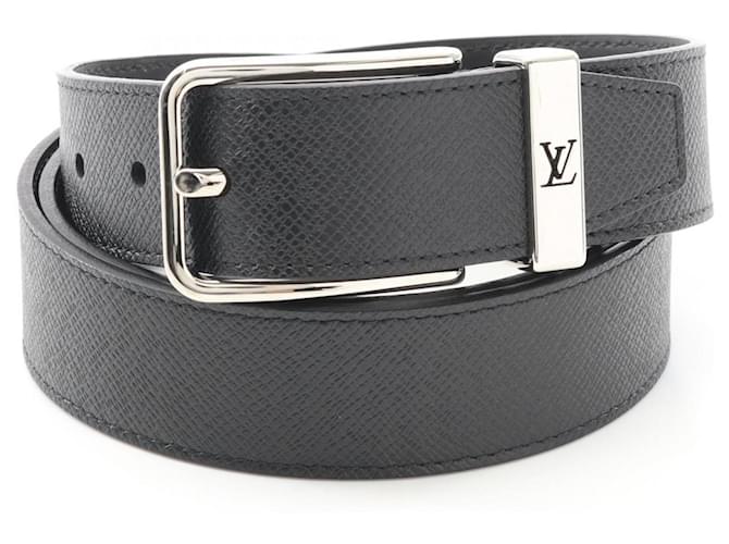 Cintura in pelle Taiga Santur Pont Neuf di Louis Vuitton Nero