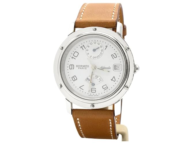 Superbo orologio Hermès Clipper Chrono CL5.710. Argento