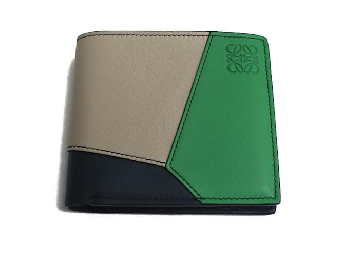 Portafoglio bifold per monete Loewe Puzzle Beige Verde Blu navy