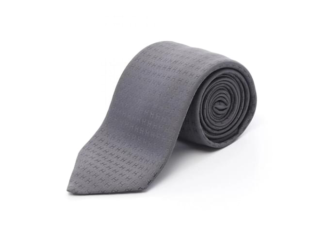 Cravatta in seta grigia Hermès Marrone