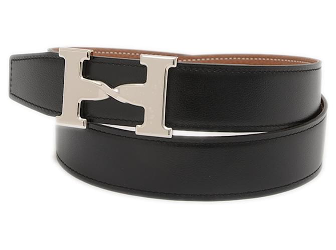 Cintura H di Hermès in pelle Box Calf Togo Nero D'oro