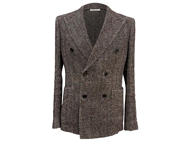 Blazer doppiopetto in lana marrone Bottega Veneta Rosso