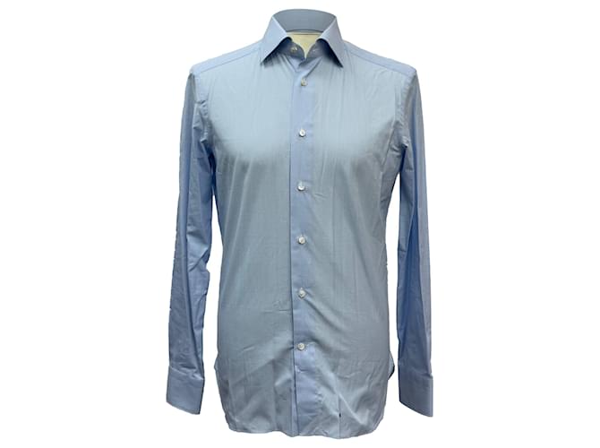 Camicia con colletto abbottonato Ermenegildo Zegna in cotone blu Blu chiaro