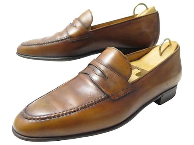 MOCASSINI BERLUTI ANDY DEMESURE OLGA 348 8 42 PELLE D'ORO Marrone