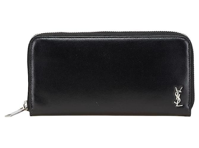 Yves Saint Laurent Portafoglio lungo in pelle con logo YSL di Saint Laurent Nero