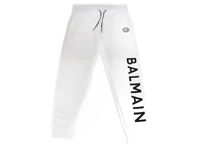 Pantaloni jogger ricamati con logo bianco Balmain