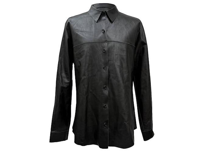 Camicia overshirt con bottoni Kenzo in pelle nera Nero