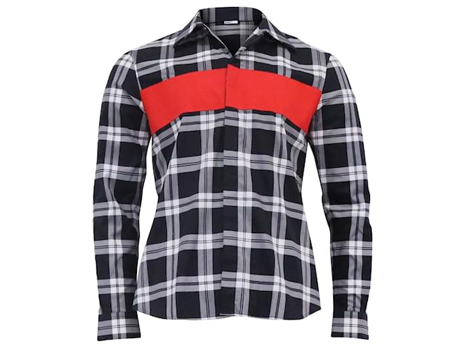Camicia a maniche lunghe a quadri Givenchy in cotone nero e bianco Multicolore