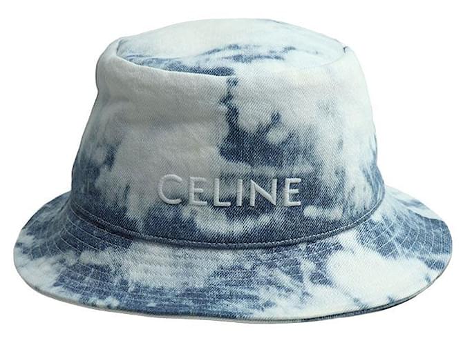 Céline Cappello in cotone denim sbiancato con logo Celine Bianco