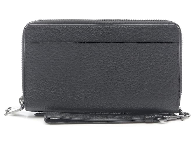 Portafoglio organizer da viaggio in pelle con doppia zip Coach Nero