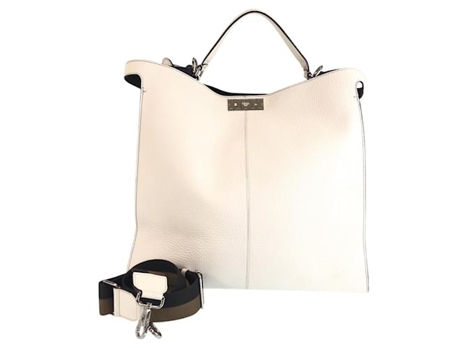 Borsa 2 in 2 Fendi Peekaboo X-Lite Selleria in pelle Bianco