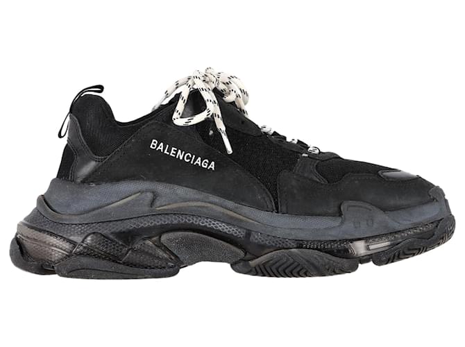 Sneakers Triple S con suola trasparente Balenciaga in poliestere nero