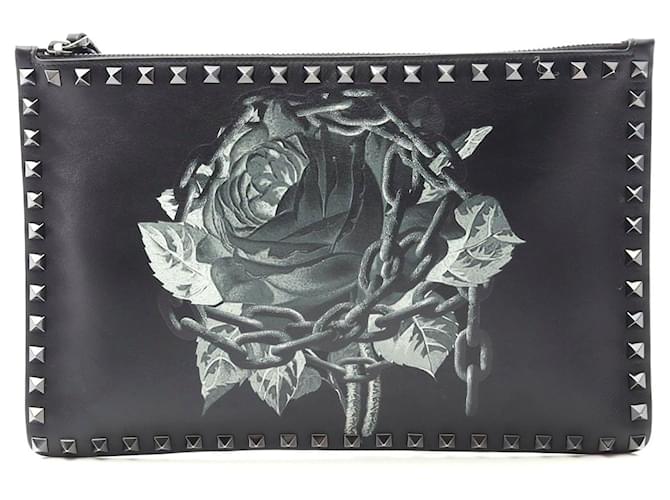 Valentino Garavani Clutch in pelle Rockstud Valentino Nero