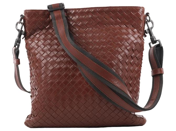 Borsa a tracolla Bottega Veneta in nappa Intrecciato marrone