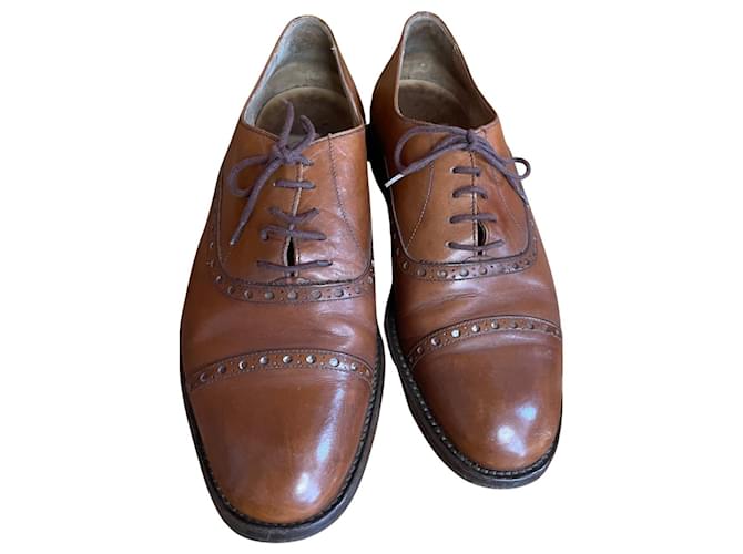 Autre Marque Scarpe Derby Vintage in Pelle Marrone – Taglia 40.5 ✨ Marrone chiaro