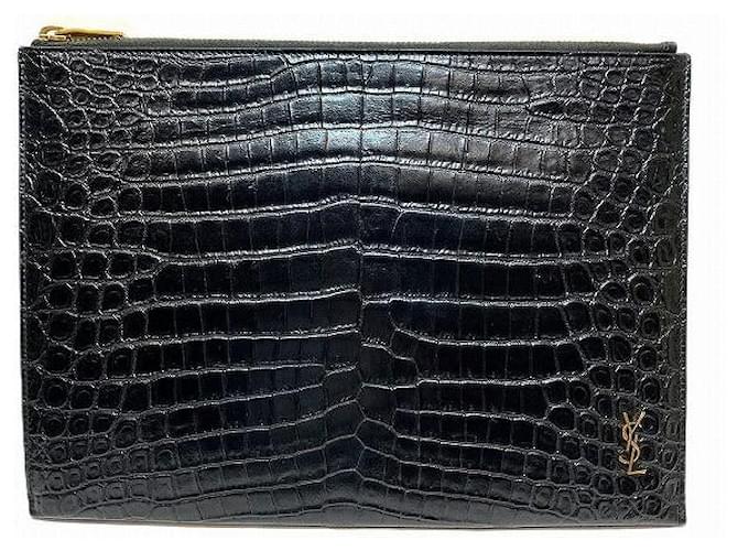 Yves Saint Laurent Clutch per tablet Cassandra di Saint Laurent Nero