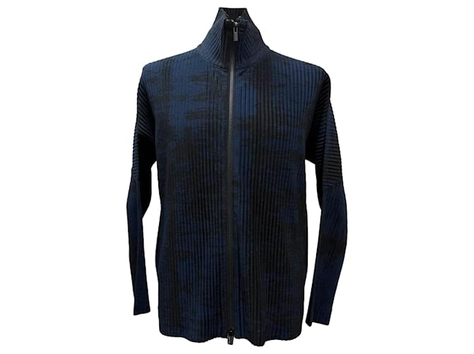 Giacca con zip Issey Miyake da uomo in poliestere blu navy Multicolore