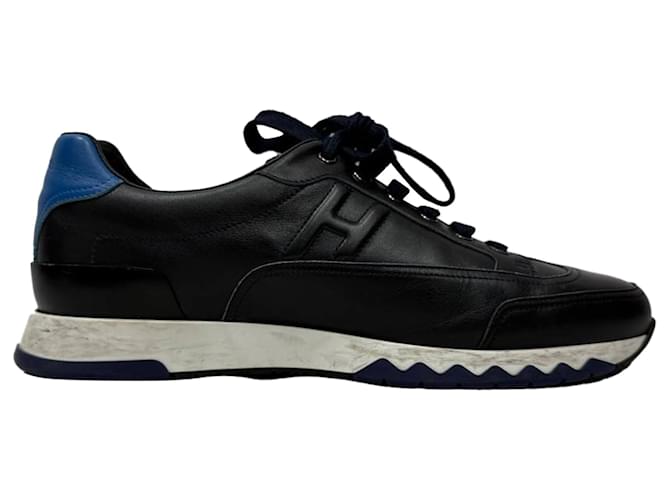 Sneakers con lacci Hermès Trail in pelle blu navy