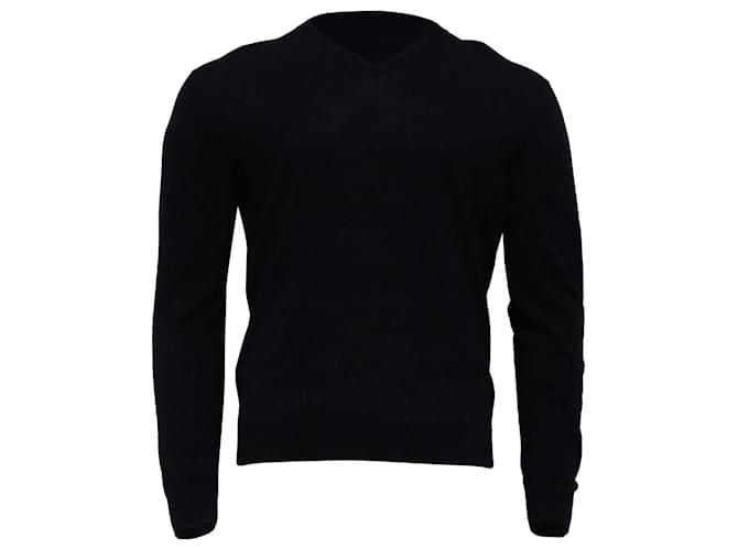 Maglione a V in lana blu navy Ermenegildo Zegna