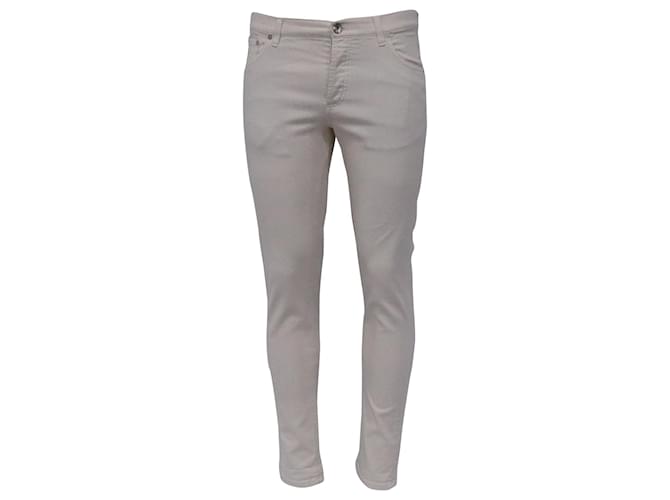 Pantaloni Skinny Fit in Cotone Crema di Brunello Cucinelli Bianco Crudo
