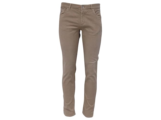 Pantaloni Slim-Fit Brunello Cucinelli in cotone marrone khaki