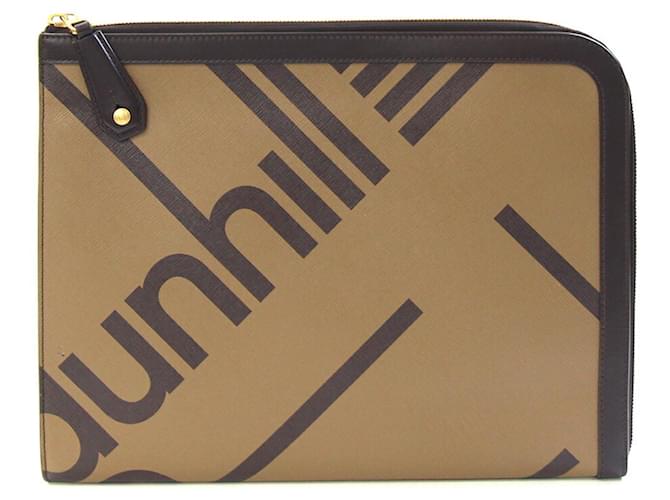 Alfred Dunhill Borsa Clutch Grande con Zip Dunhill Marrone scuro Cammello