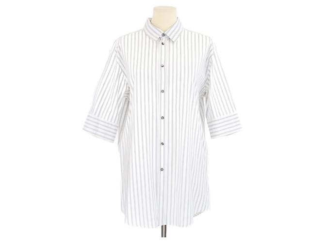 Camicia a bottoni a maniche tre quarti a righe bianca/nera di Dolce & Gabbana Nero Bianco