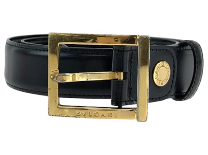 Bulgari Cintura in pelle nera Bvlgari con accessori dorati Nero D'oro